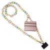 Clip & Go Crossbody Ice Chain Phone Accessory : White Chain with Golden Pouch