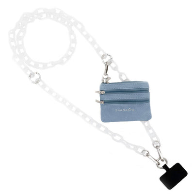 Clip & Go Crossbody Ice Chain Phone Accessory : White Chain with Golden Pouch