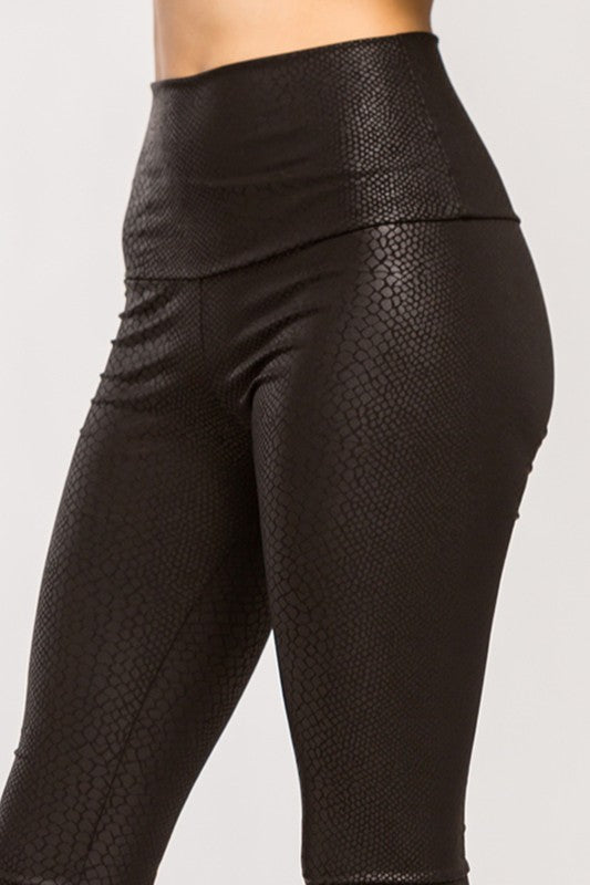 Snakeskin Faux Leather High Waist Leggings