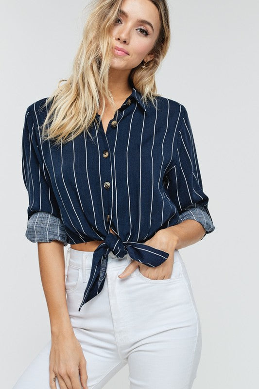 Julia Front Tied Stripe Top
