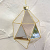 Geometric Mirrored Glass W/ Gold Detail Ornament