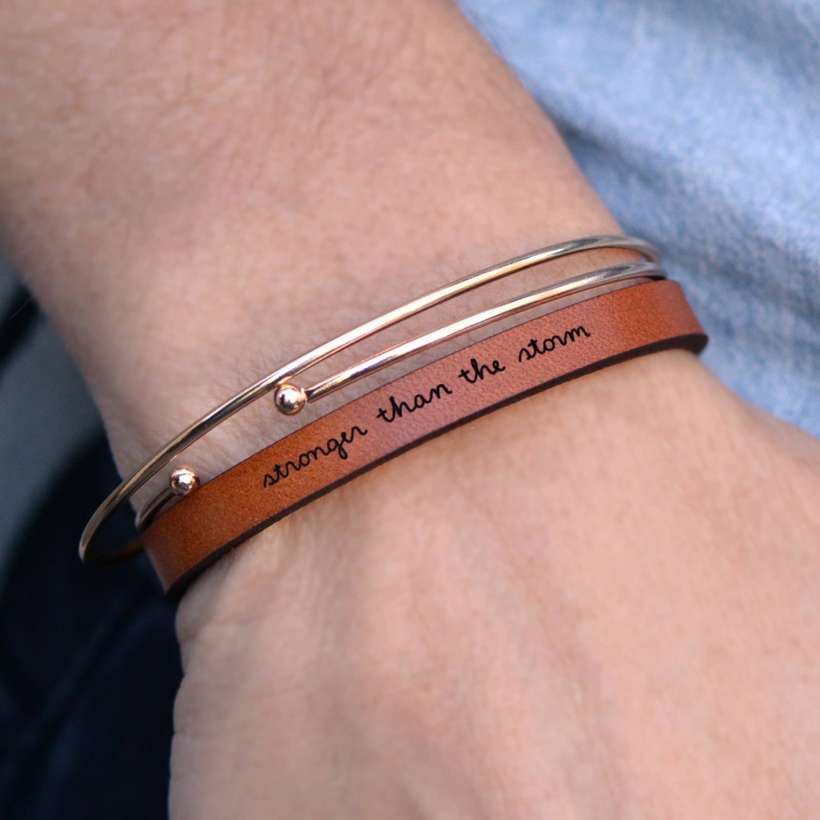 Stronger Than The Storm - Leather Bracelet