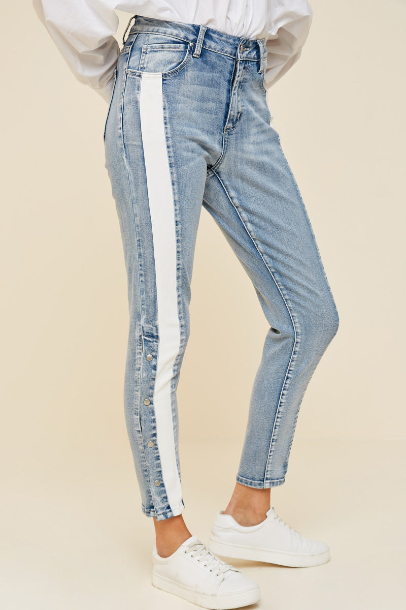 Snap Button Skinny Denim