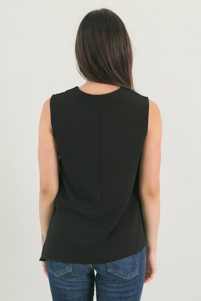 Black Pleated Peplum Top