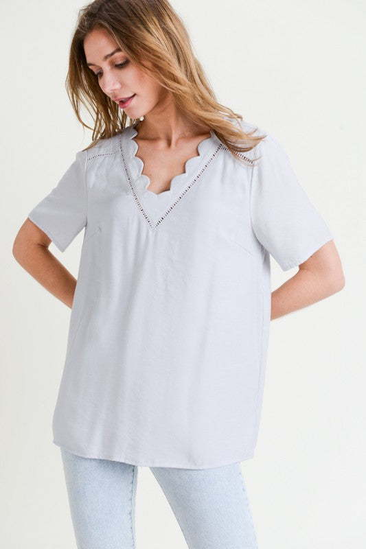 Scallop Neck Top