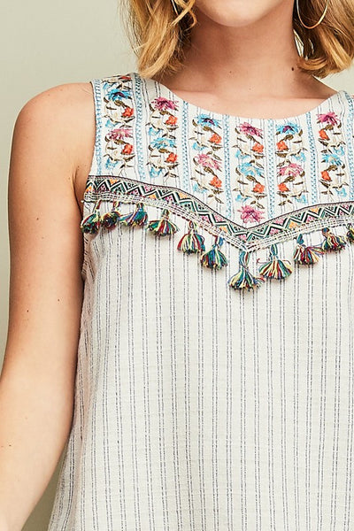 Embroidered Tassel Dress