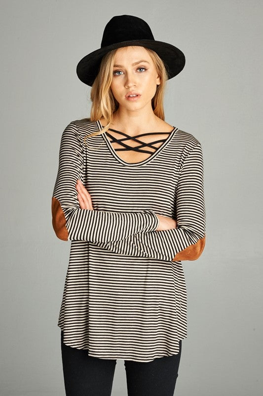 Pinstripe Criss-Cross Top