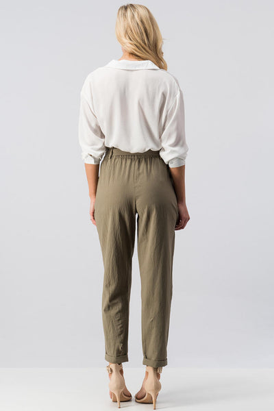 Folded Pegged Pants with Tie