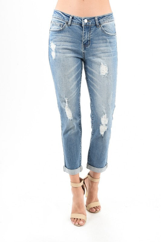 Distressed Girlfriend Jeans