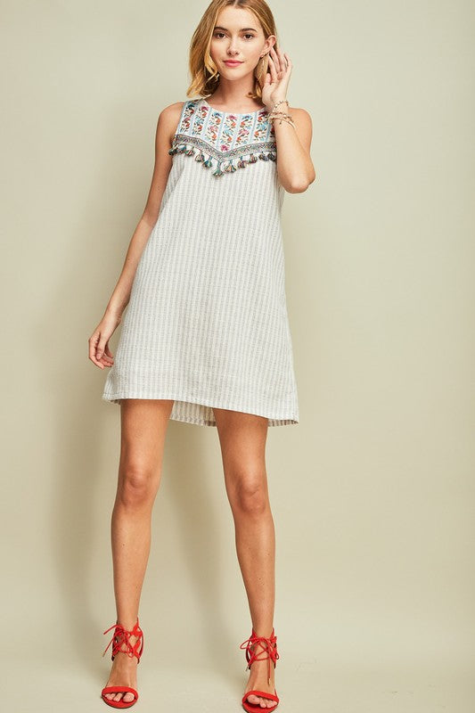 Embroidered Tassel Dress