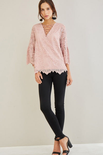 Dusty Rose Floral Lace Top