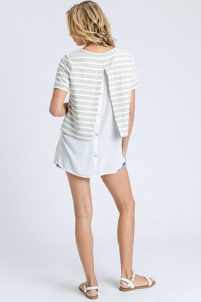Layered Button-Back Top