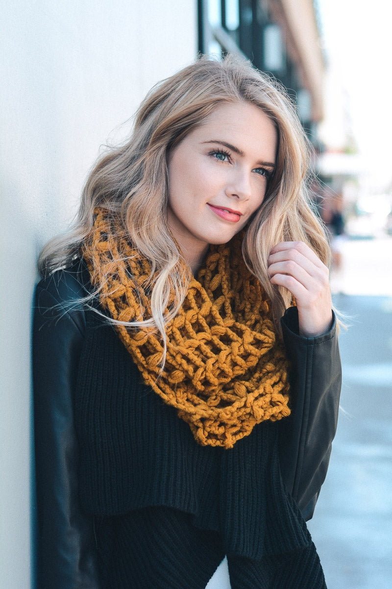 Net Knit Infinity Scarf