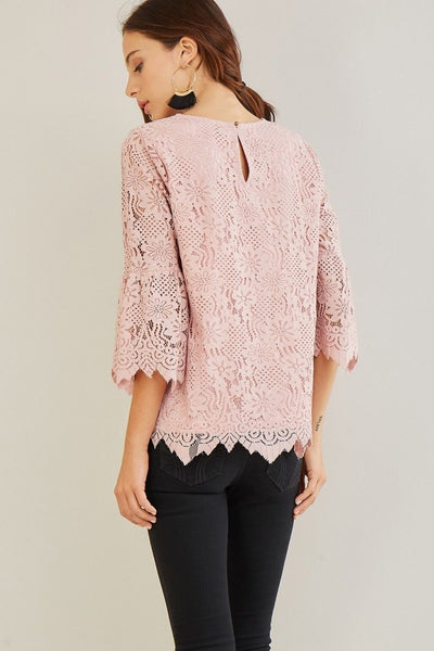 Dusty Rose Floral Lace Top