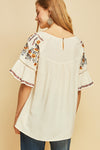 Embroidered Peasant Top