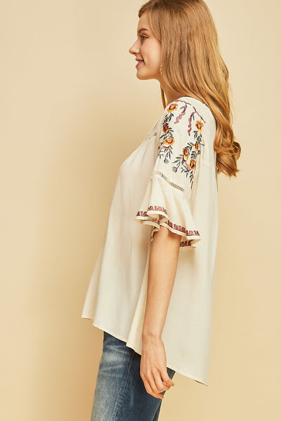 Embroidered Peasant Top