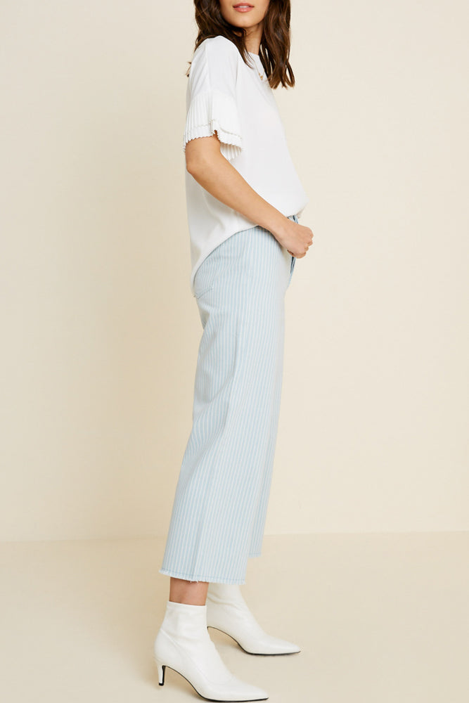 Pinstripe Wide-Leg Jeans