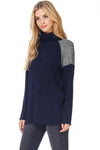 Navy and Silver Cowl Neck Sweater