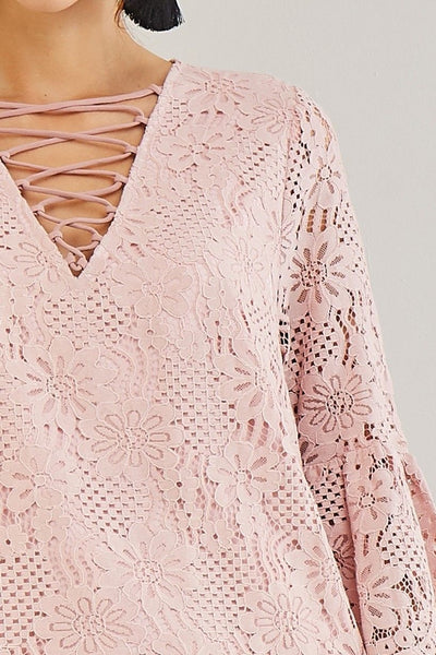 Dusty Rose Floral Lace Top