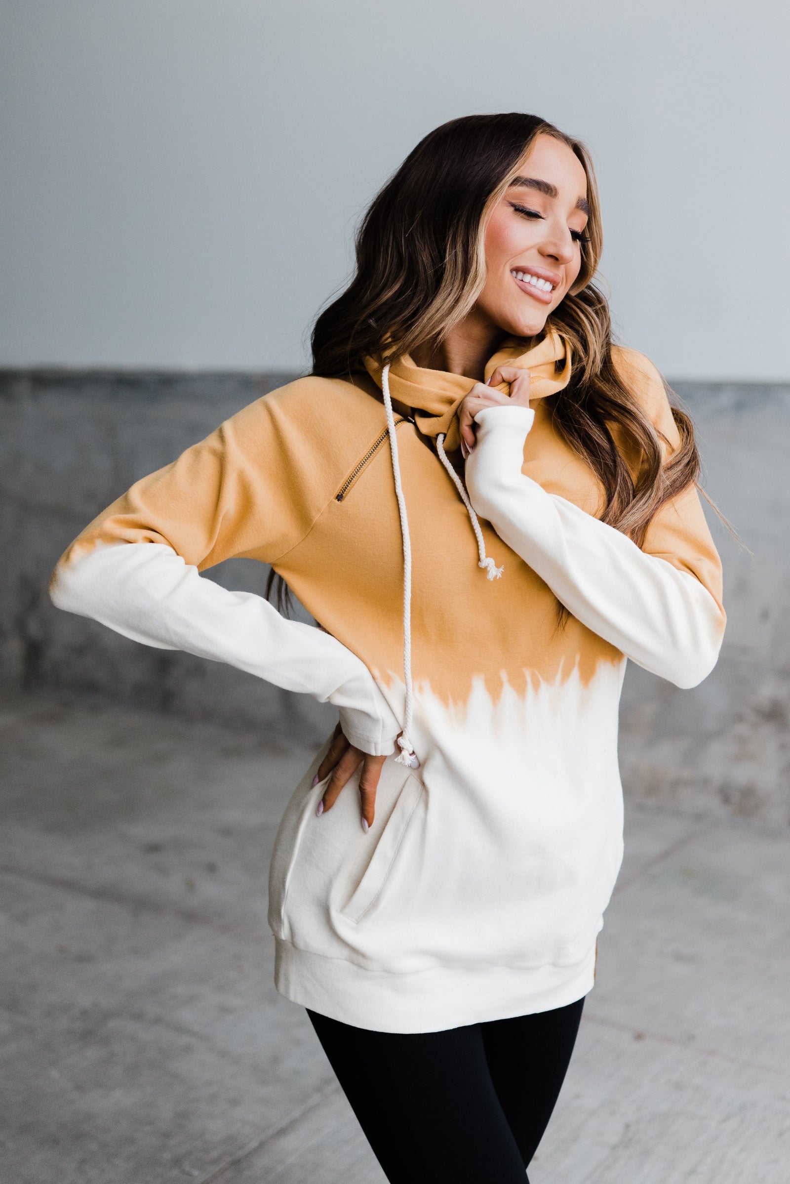 Mustard Ombre Dip Dye Doublehoodie