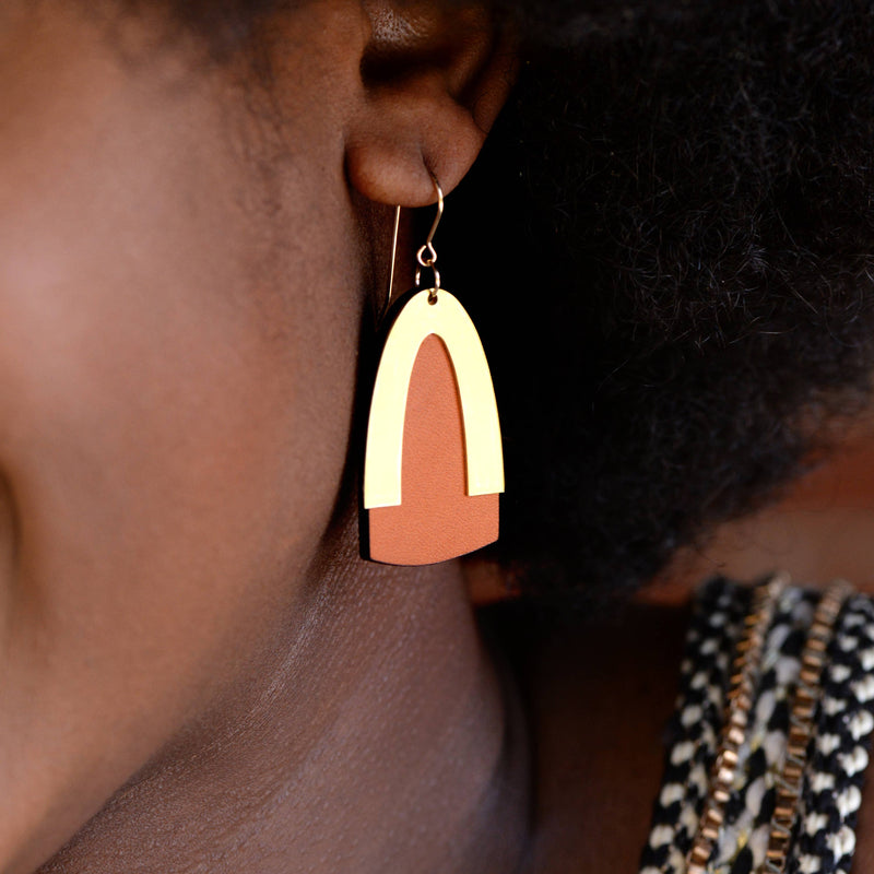 Brass and Leather Earrings